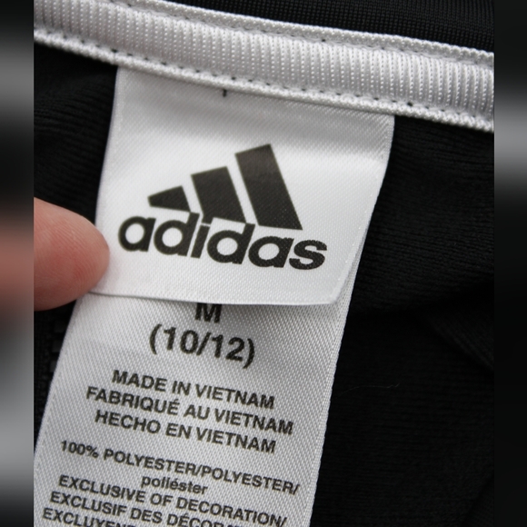 Adidas Boys Youth M (10/12) Black Track Jacket 3-Stripes Full Zip - Picture 5 of 6